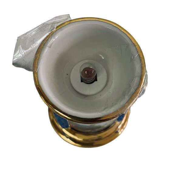 Thomas Kinkade 2004 Rock Lighthouse Battery Operated Light Ceramic Blue 8" - Picture 4 of 10